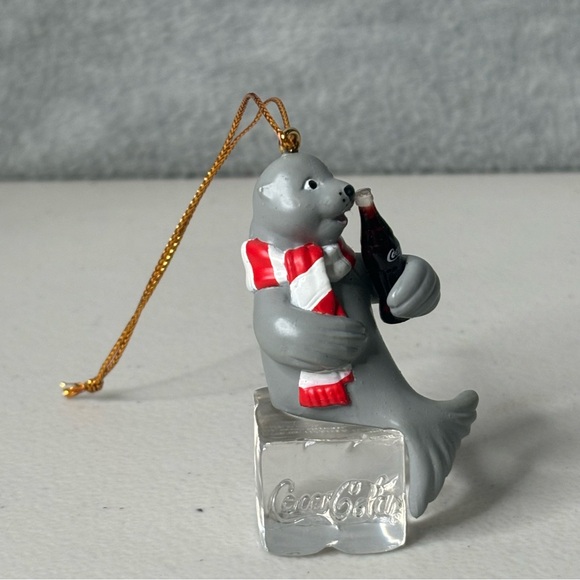 Coca Cola Company Seal Sitting On Block Of Ice Drinking Coke Christmas Ornament - Picture 8 of 13